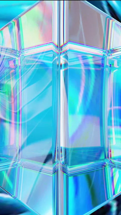 Tech Background Animation of a Central Iridescent Sci-fi Crystal Structure. Stock Footage 317335056
