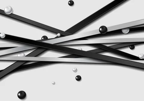 Tech background with black white stripes and beads Illustrazione stock