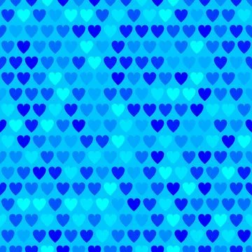 Tech background. Filled pattern of hearts. Cyan colored seamless background Stock Illustration