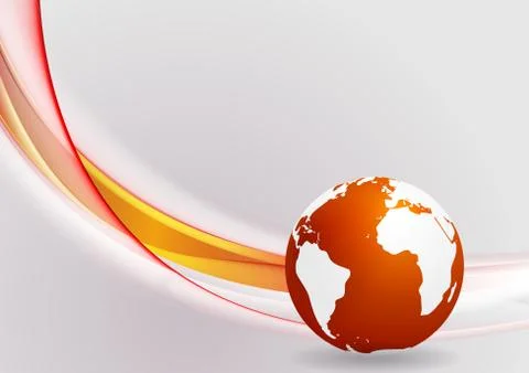Tech background with globe and smooth waves Stock Illustration