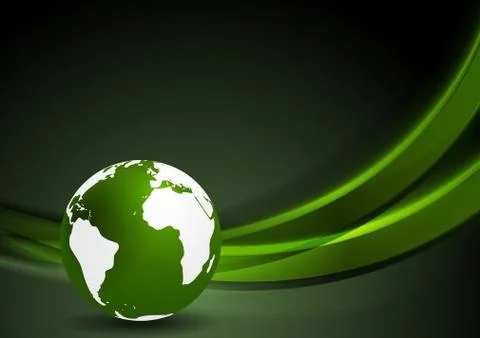 Tech background with globe and smooth waves Illustrazione stock