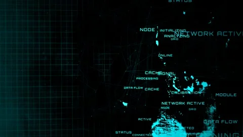 Tech Background HUD Cyber Neural Network Data Scan Interface Stock Footage 341919715