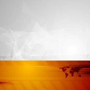 Tech background with low poly and world map Stock Illustration