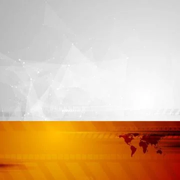 Tech background with low poly and world map Tech background with low poly ... Stock Photos