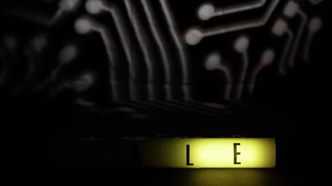 Tech Background with Sale Signboard e copy space Video stock 254553984