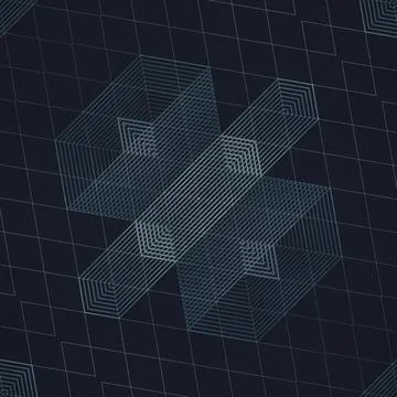 Tech background with a seamless pattern of isometric shapes. 3d rendering 스톡 일러스트