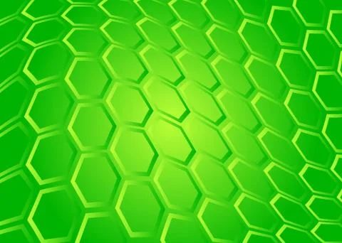 Tech background of transparent hexagon on green screen Illustrazione stock