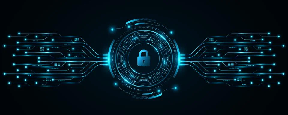 Tech background for unlocking UI system. Lock scan with digital HUD circle 库存插图