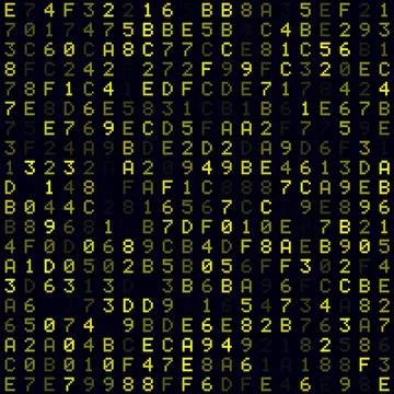 Tech background. Yellow filled hexademical background. Small sized seamless.. Stockillustratie