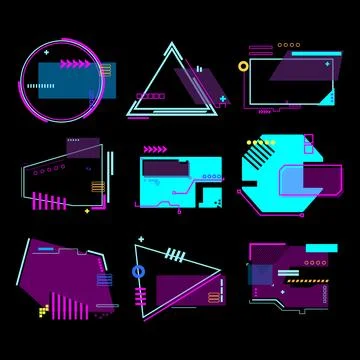 Tech banner set cartoon vector illustration Stock Illustration