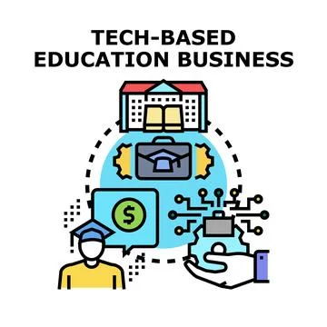 Tech based education business concept illustrating digital learning Ilustração Stock