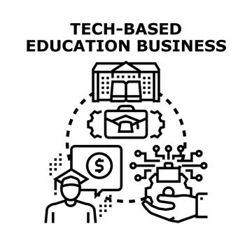 Tech based education business concept illustrating digital learning Stock Illustration