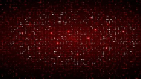 Tech Binary Code Dark Red Background. Cyber Attack 스톡 일러스트