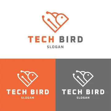 Tech Bird Minimalist Logo Stock Illustration