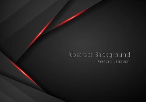 Tech black background with contrast red stripes. Abstract vector graphic broc Stock Illustration