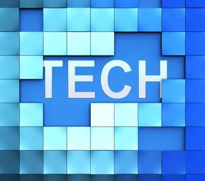Tech Blocks Showing Technology Data And Computing Illustrazione stock