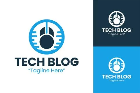 Tech Blog Logo with Mouse and Circuit Elements for Technology Blog イラスト素材