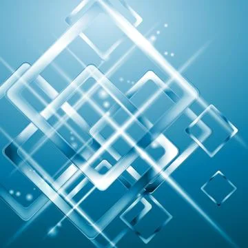 Tech blue background with blurred squares 스톡 일러스트