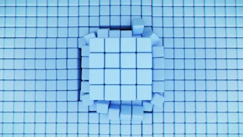 Tech Blue Cubes Stock Footage 231349099
