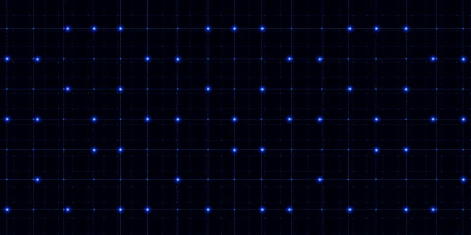 Tech blue grid background with neon lines Stock Illustration