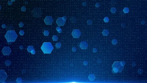 Tech blue Minimal hexagons polygonal patterns shape abstract geometric Animation Video stock 295178424