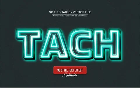 Tech blue neon glow text effect editable Stock Illustration