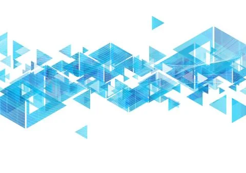 Tech blue triangles and waves abstract background Stock Illustration