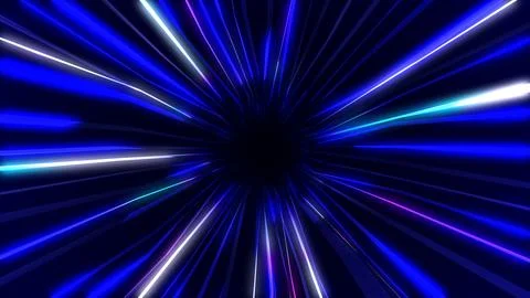 Tech blue tunnel on a black background. Futuristic laser space. Blazing neo.. Stock Illustration