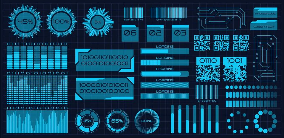 Tech board. Technology frame infographic. Futuristic HUD. Computer loading. G Stock Illustration