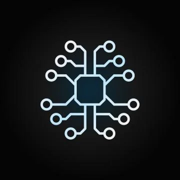 Tech Brain with chip vector creative line icon Illustrazione stock