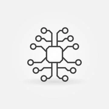 Tech Brain with chip vector modern outline icon Illustrazione stock