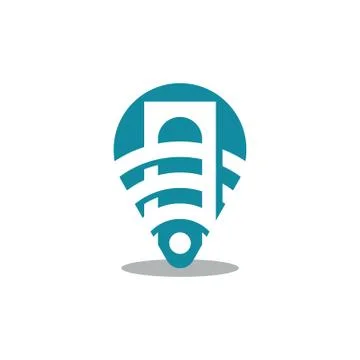 Tech bridge pin point locator vector icon イラスト素材