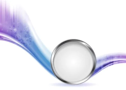 Tech bright wavy background with metal circle Illustrazione stock