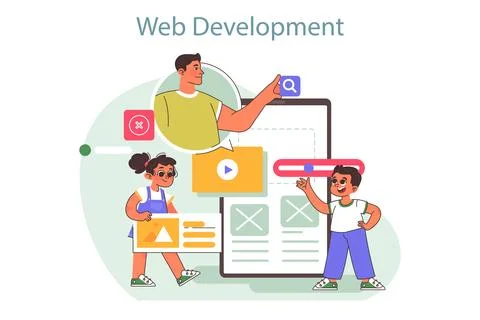 Tech camp for children. Computer science and web development Stock Illustration