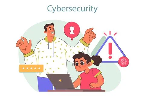 Tech camp for children. Cyber or web security educational course. Stock Illustration