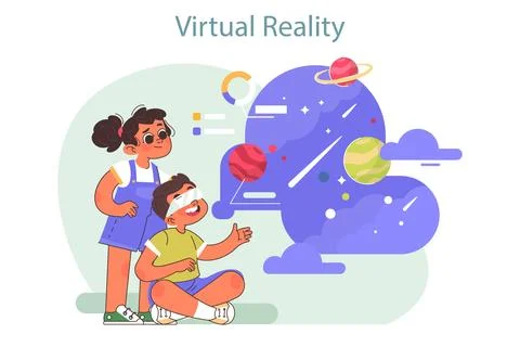 Tech camp for children. VR technologies and design educational イラスト素材