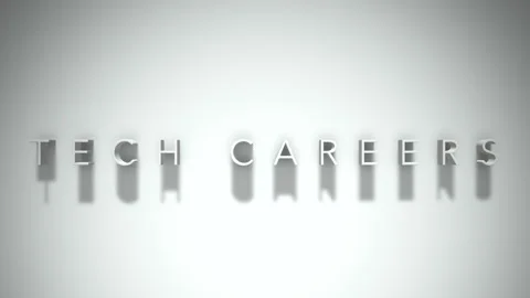 Tech careers 3D title animation white text on a white background Stock Footage 298895155