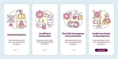 Tech challenges in public health system onboarding mobile app screen Stock Illustration
