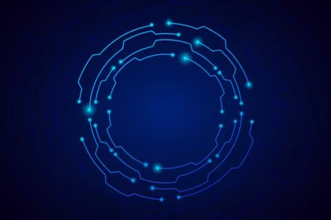 Tech circle frame background. Hud digital game round frame. Stock Illustration