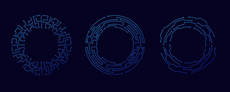 Tech circle frame background. Hud digital game round frame. Virtual reality aim Stock Illustration