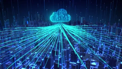 Tech city and cloud computing data center Stock Footage 247321667