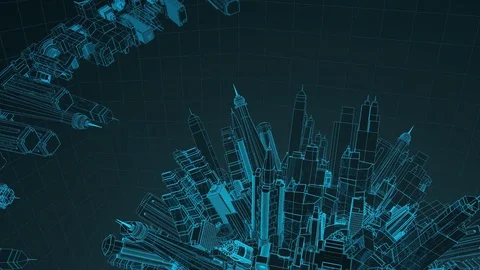 Tech City Blue Stock Footage 71248400