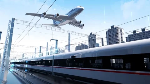Tech City Smart Transportation High Speed Rail Car Connected 動画素材 334640963