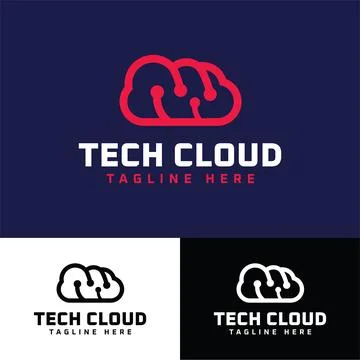 Tech Cloud Minimalist Logo Stock Illustration