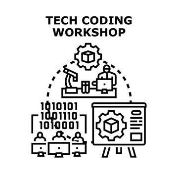 Tech coding workshop learning programming development process 스톡 일러스트