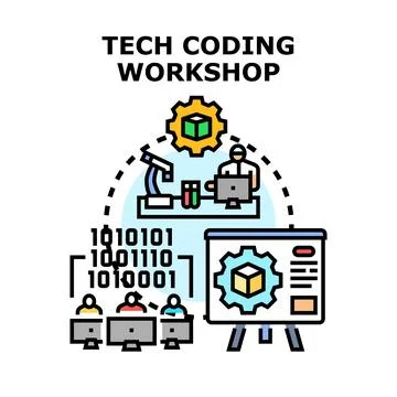 Tech coding workshop learning programming development process Illustrazione stock