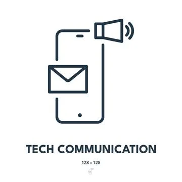 Tech Communication Icon. Technology, Network, Global. Editable Stroke. Simp.. Stock Illustration