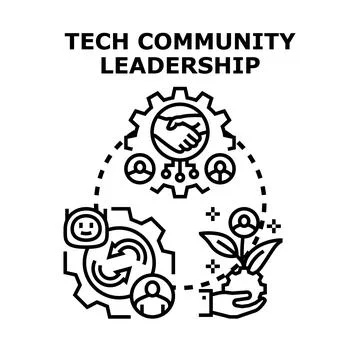 Tech community leadership collaborative developing growth concept Stock Illustration