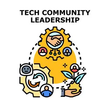 Tech community leadership collaborative developing growth concept Stock Illustration