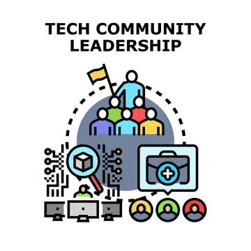 Tech community leadership concept working as a team Stock Illustration